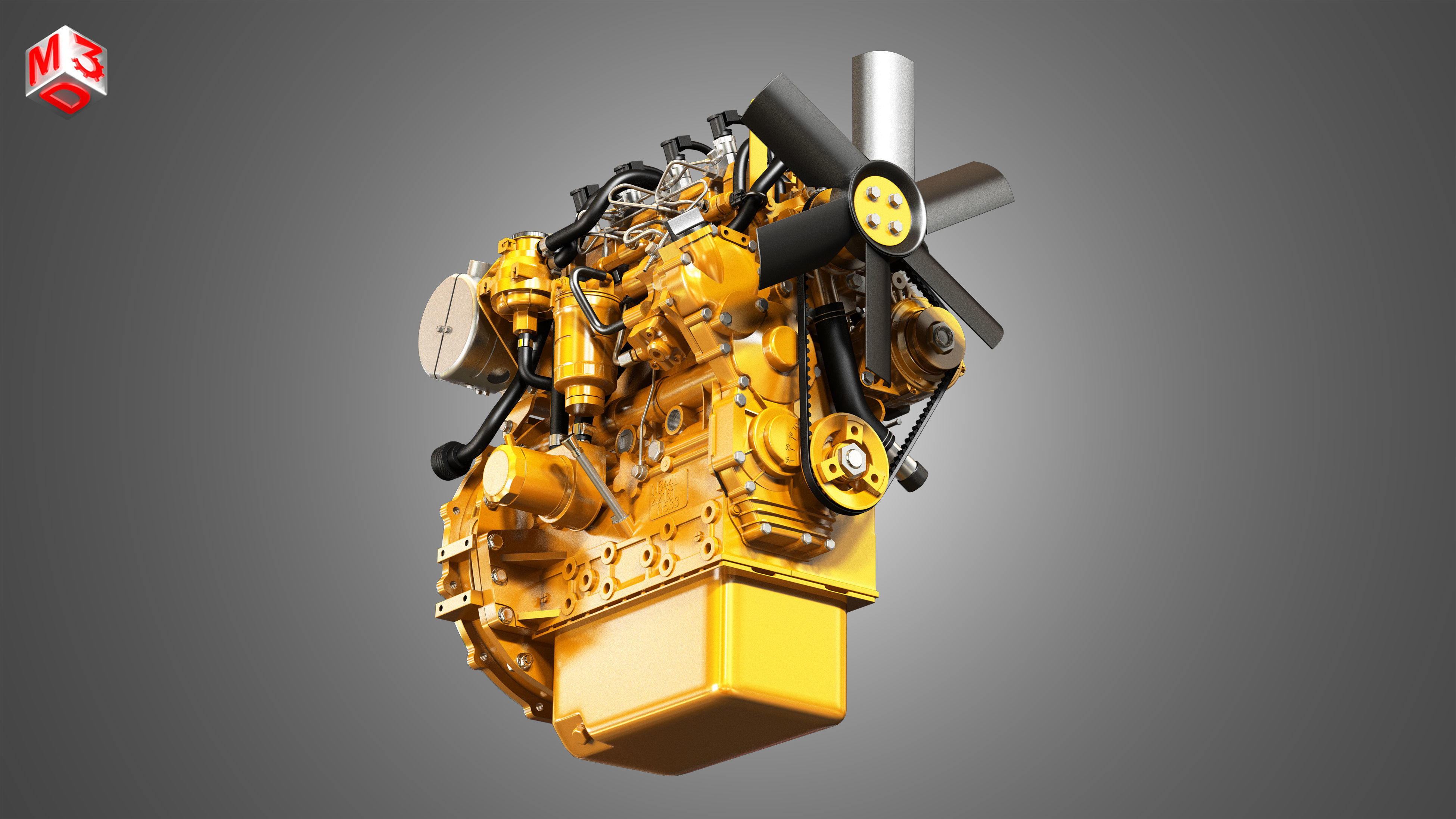 C2-2 - 4 Cylinder Diesel Engine  3D model_9