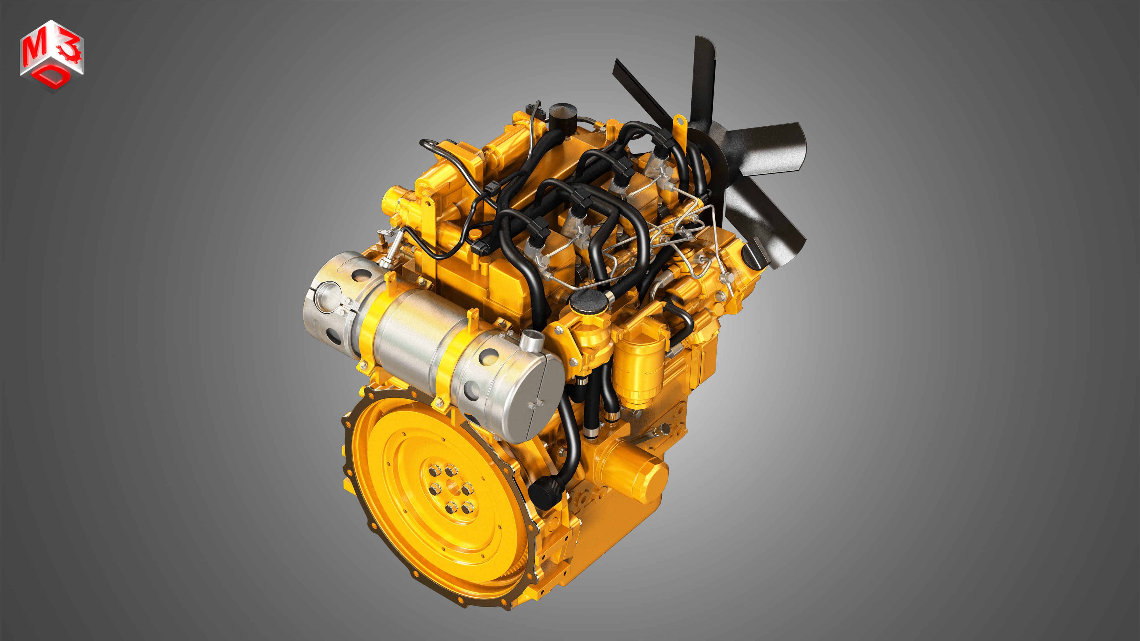 C2-2 - 4 Cylinder Diesel Engine  3D model_12