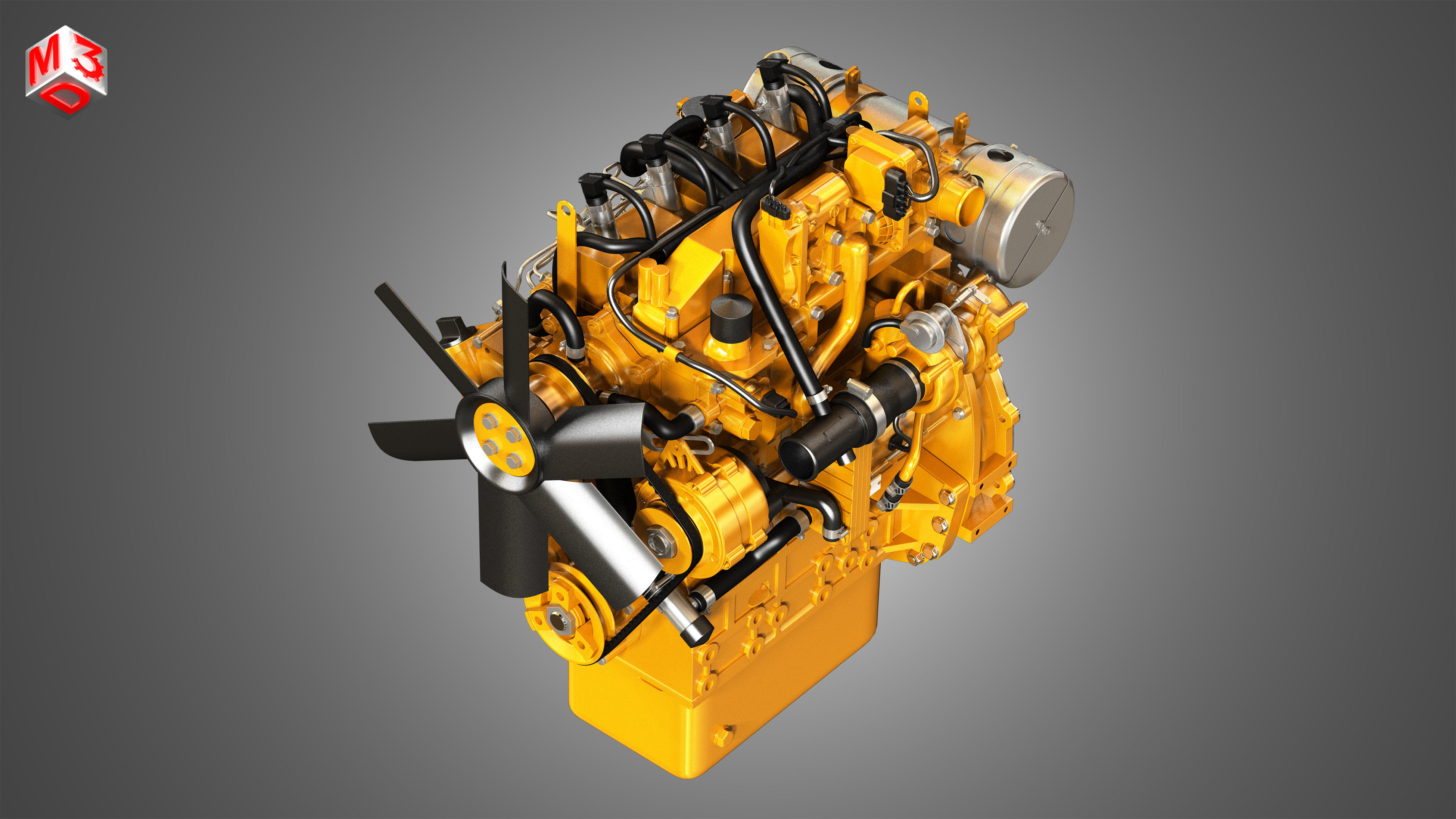 C2-2 - 4 Cylinder Diesel Engine  3D model_11