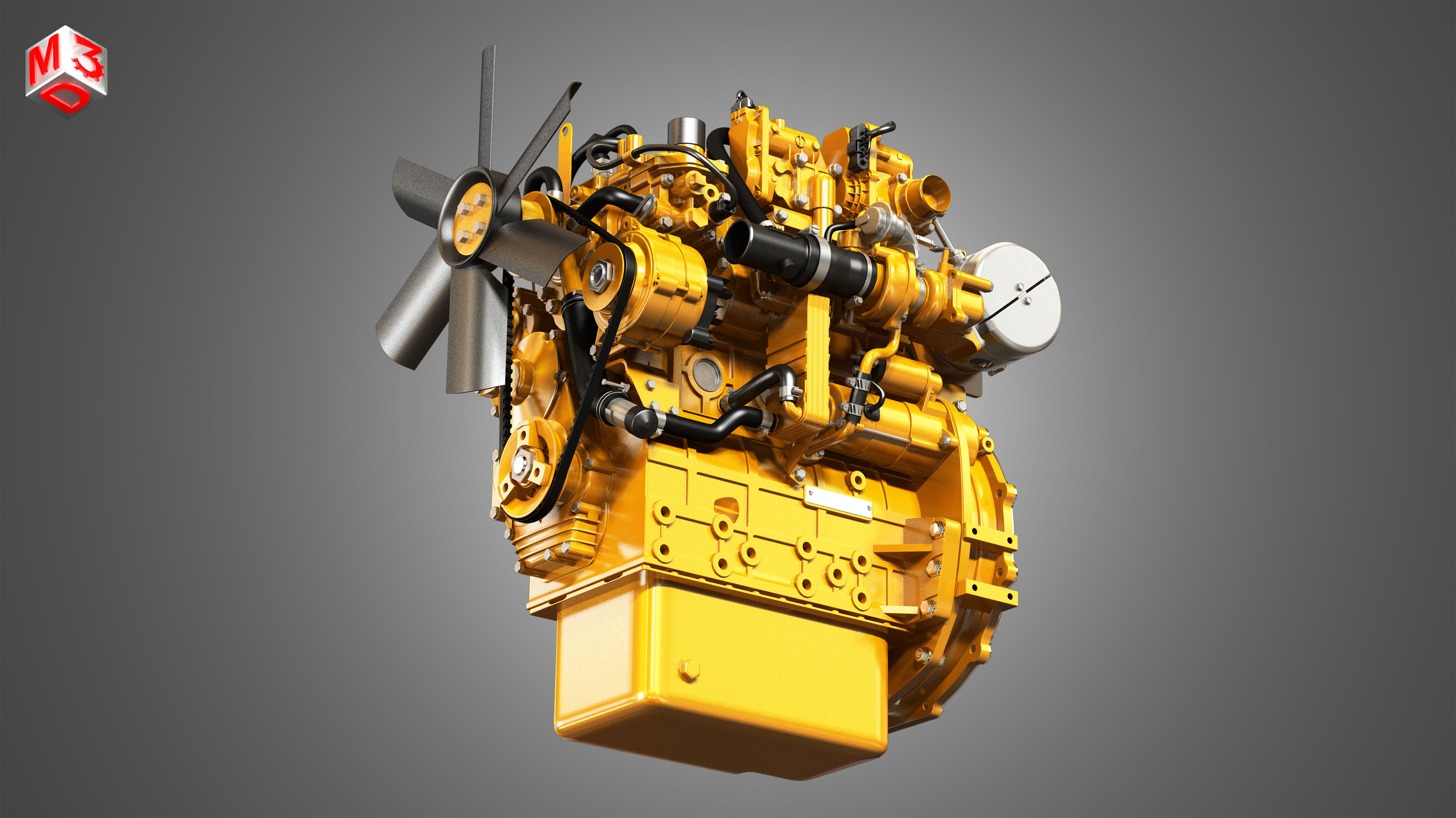 C2-2 - 4 Cylinder Diesel Engine  3D model_7
