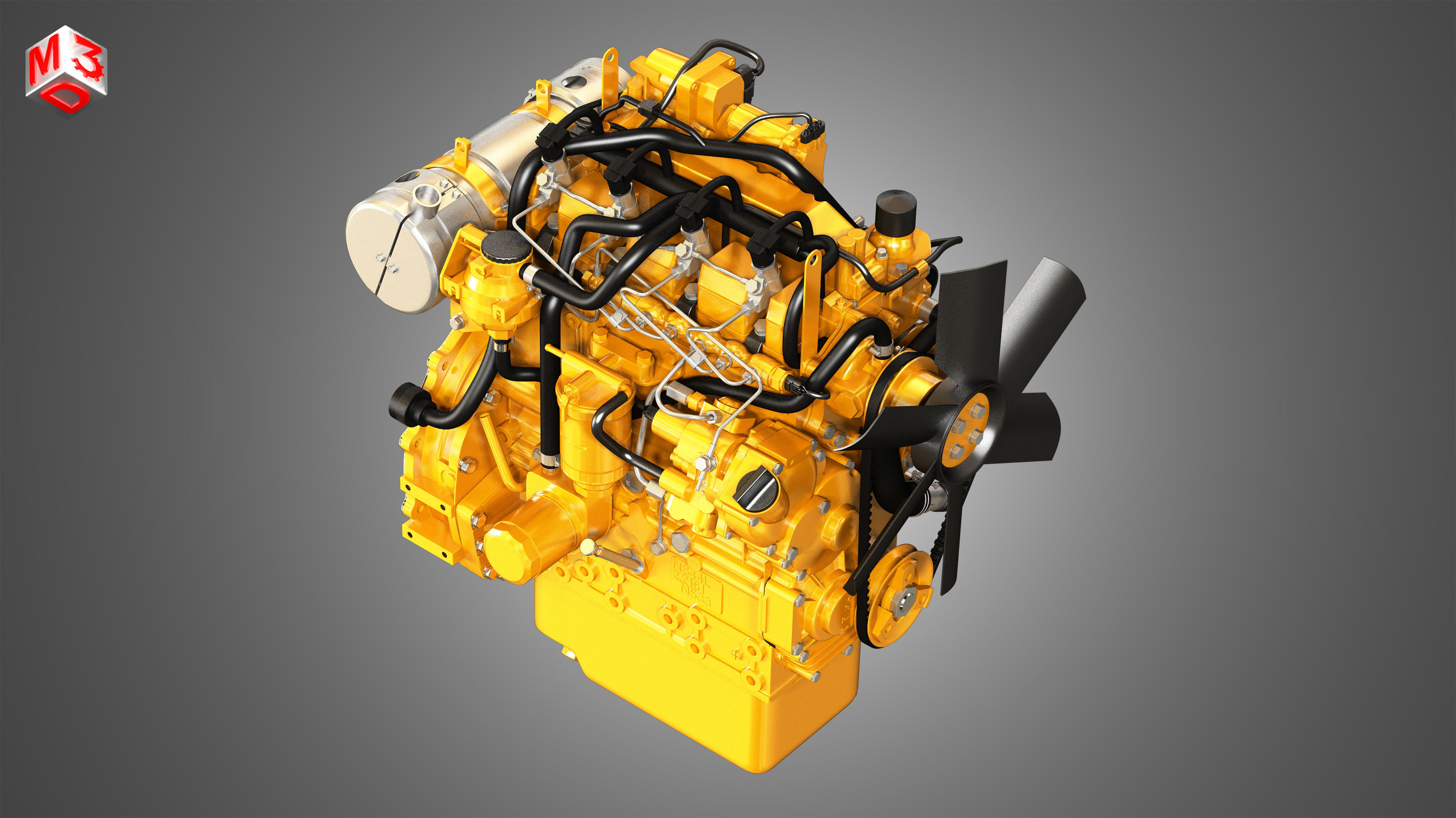 C2-2 - 4 Cylinder Diesel Engine  3D model_13