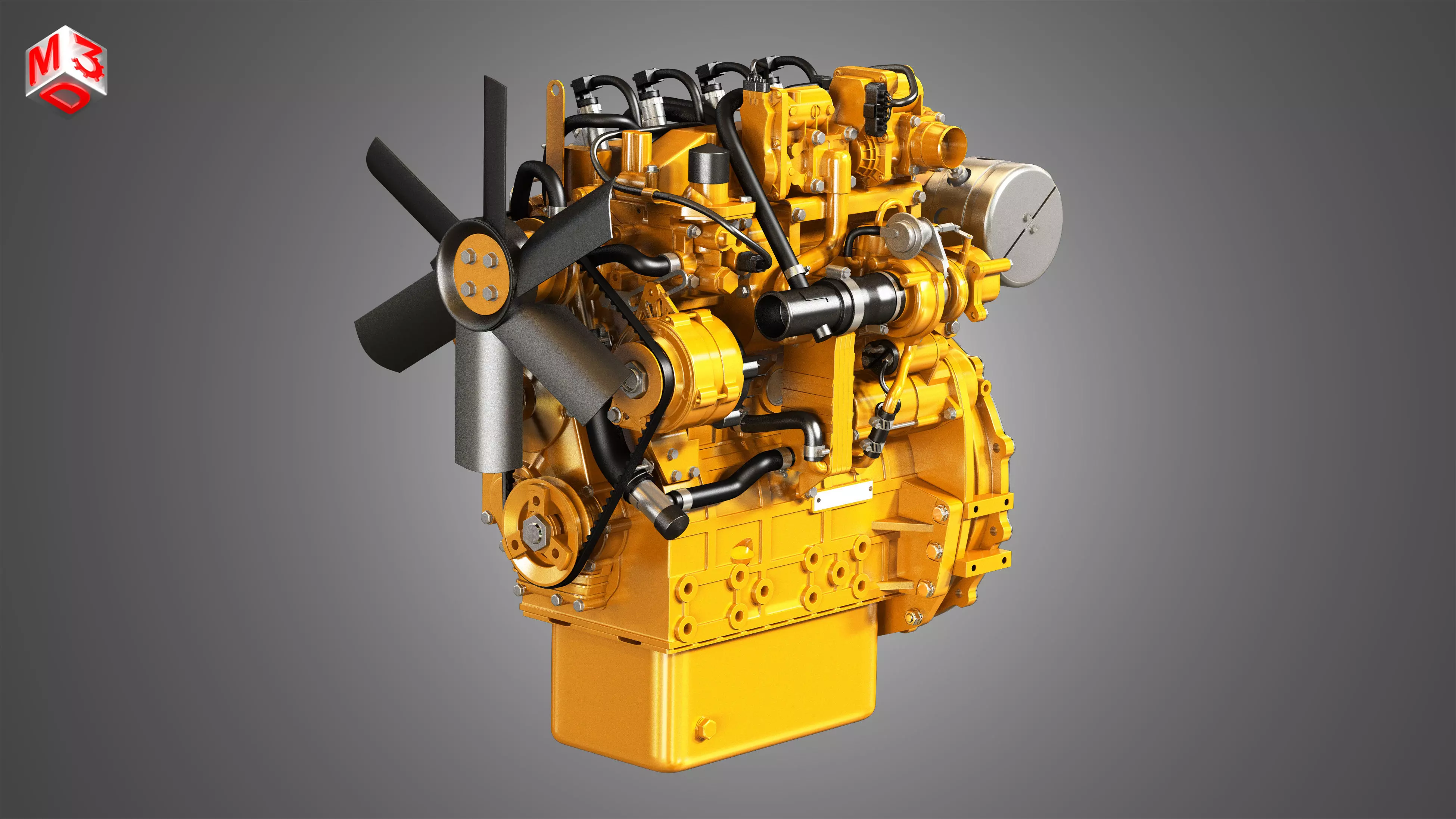 C2-2 - 4 Cylinder Diesel Engine  3D model_0