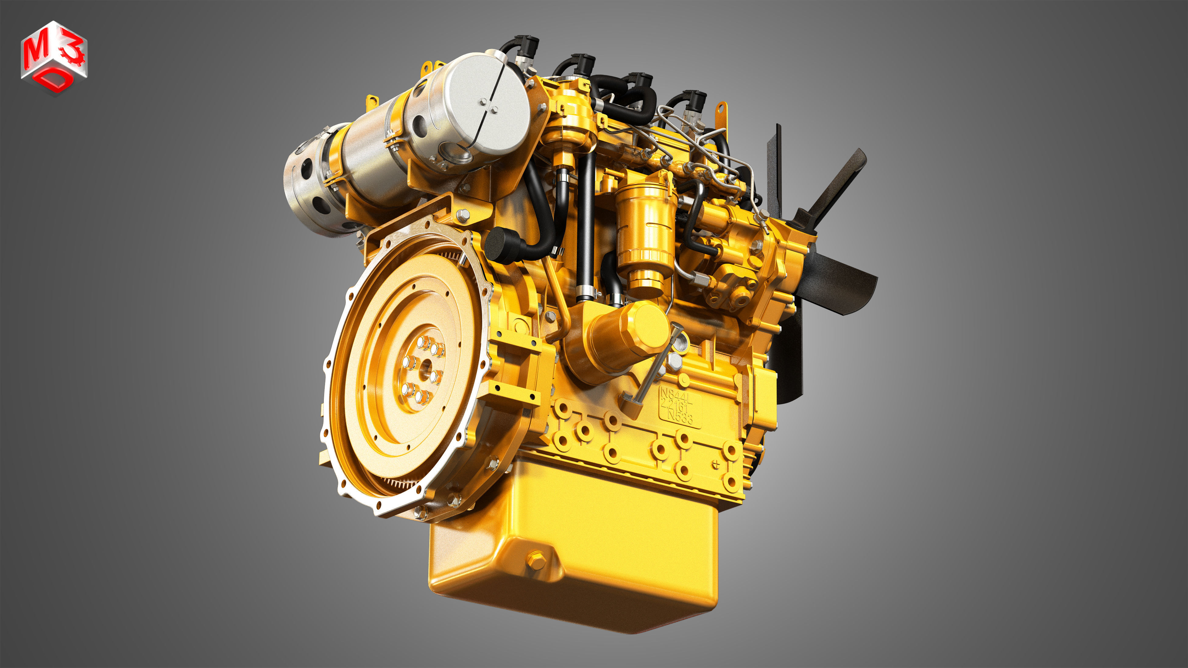 C2-2 - 4 Cylinder Diesel Engine  3D model_8