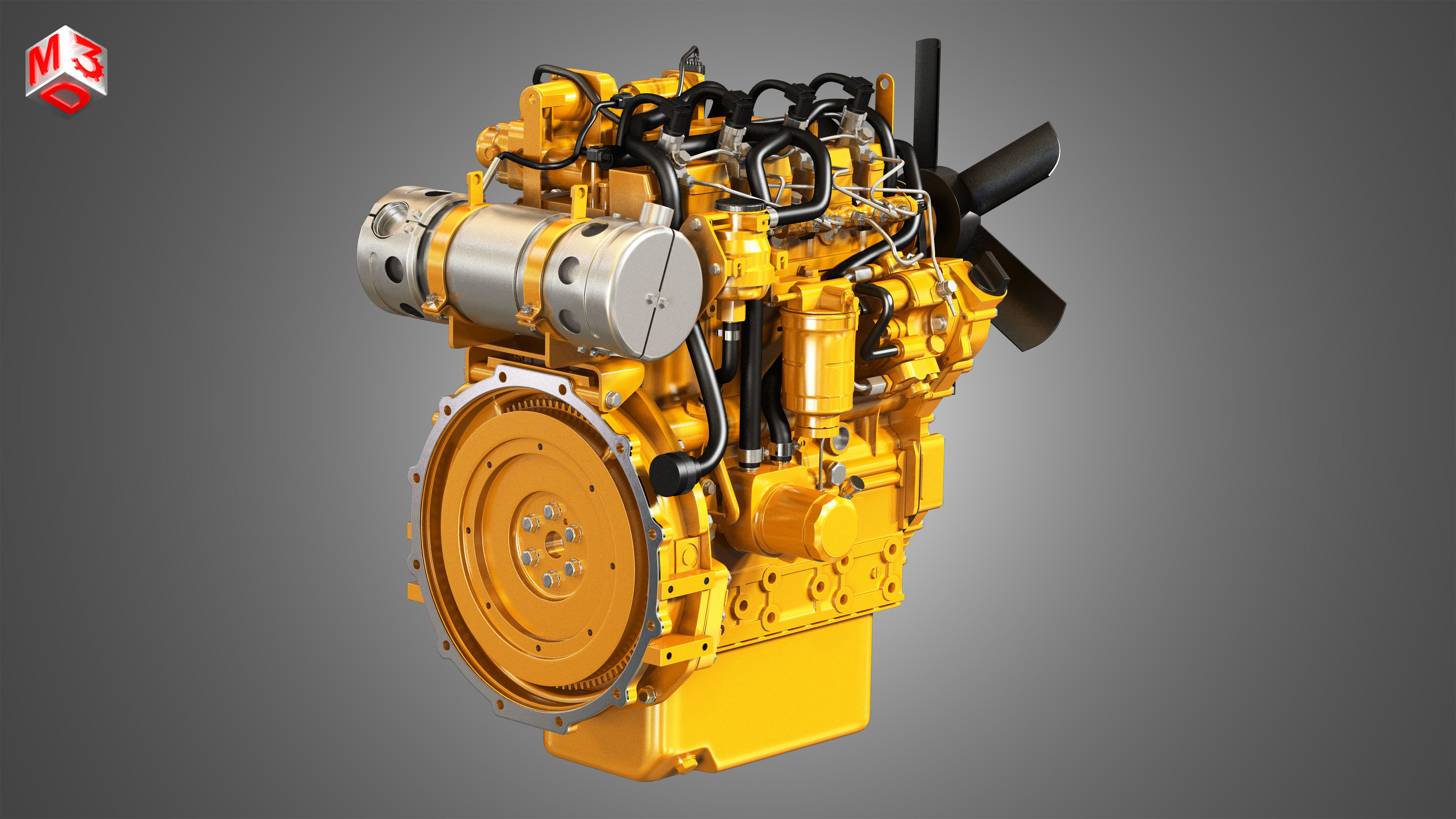 C2-2 - 4 Cylinder Diesel Engine  3D model_2