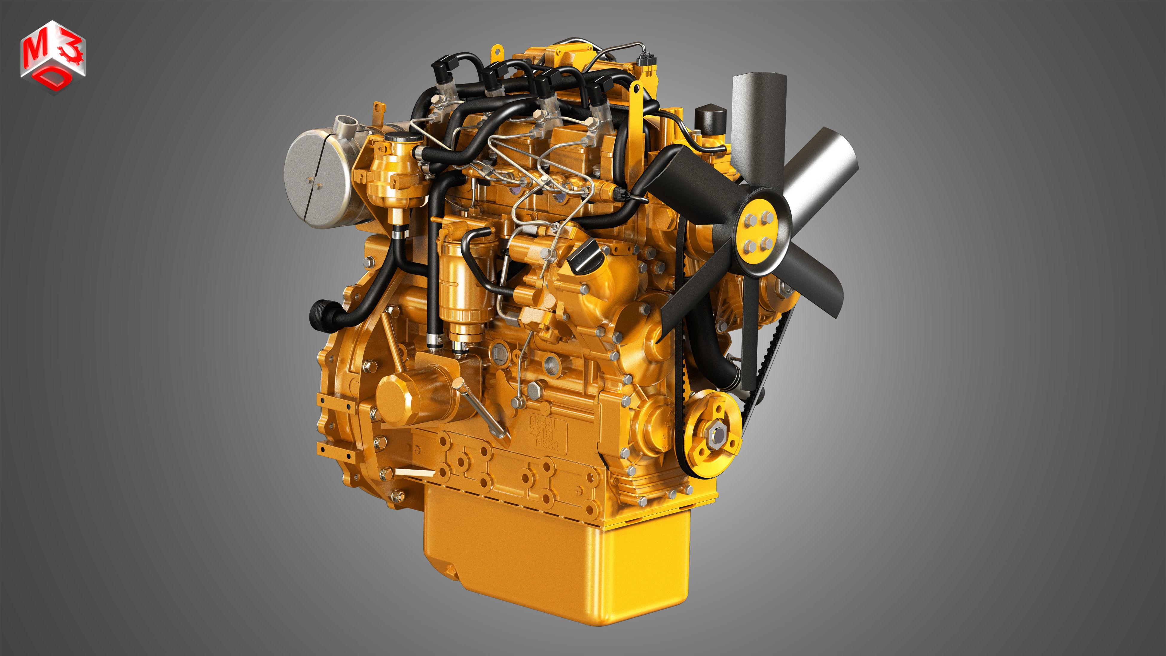 C2-2 - 4 Cylinder Diesel Engine  3D model_3