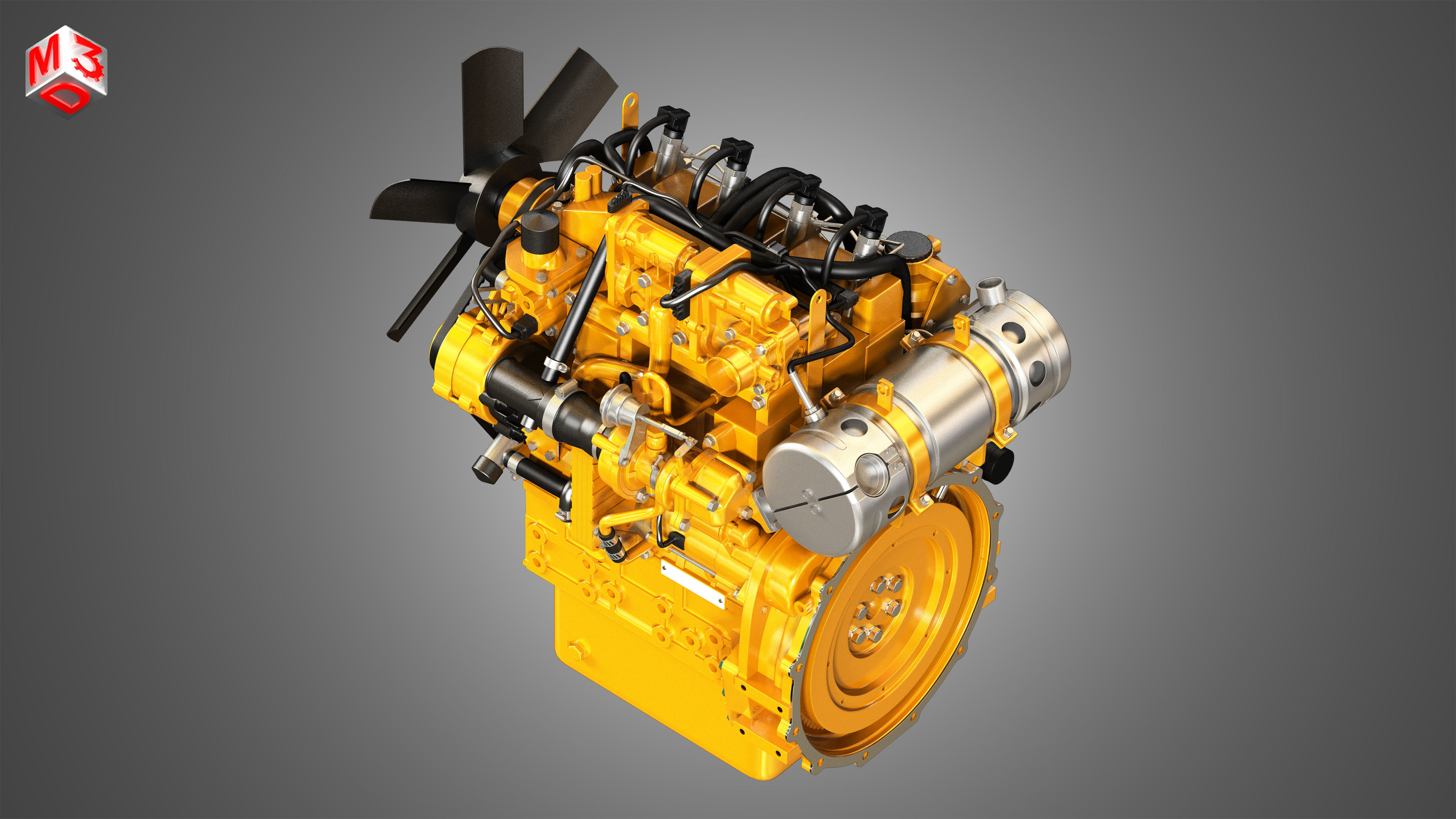 C2-2 - 4 Cylinder Diesel Engine  3D model_14