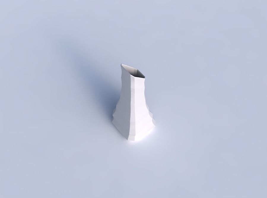 Vase squeezed and bent rectangle with curved creases 3D print model_1