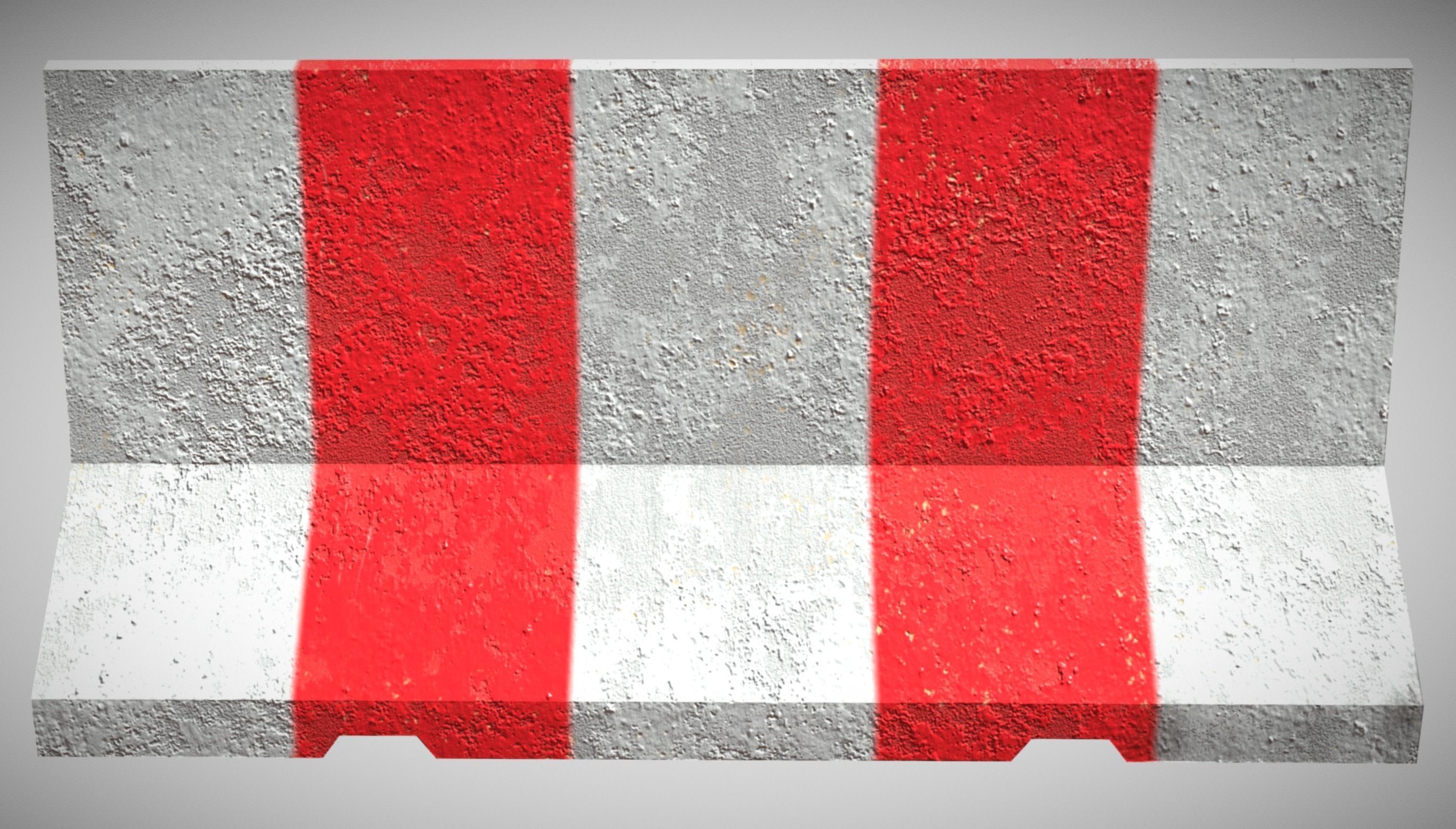 Concrete Barrier Red And White VR AR Low-poly Low-poly 3D model_1