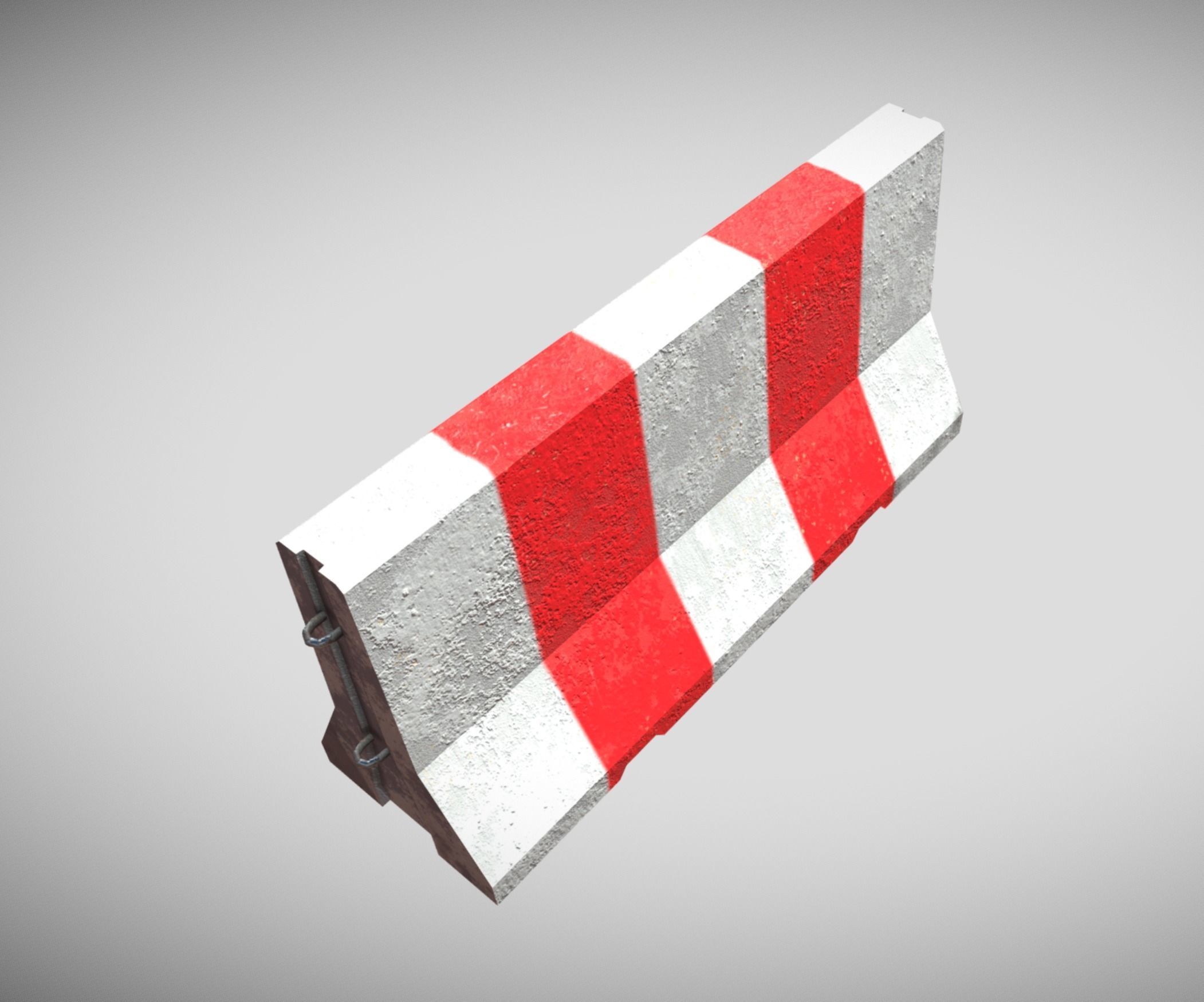 Concrete Barrier Red And White VR AR Low-poly Low-poly 3D model_3