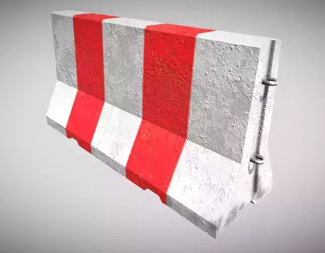 Concrete Barrier Red And White VR AR Low-poly Low-poly 3D model