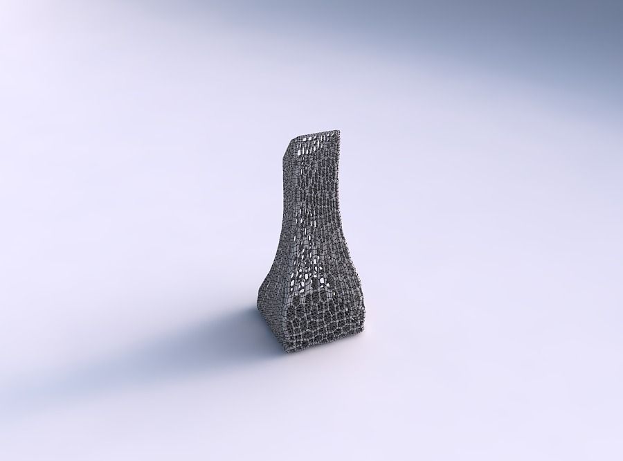 Vase squeezed and bent rectangle with dense twisted organic l... 3D print model_5