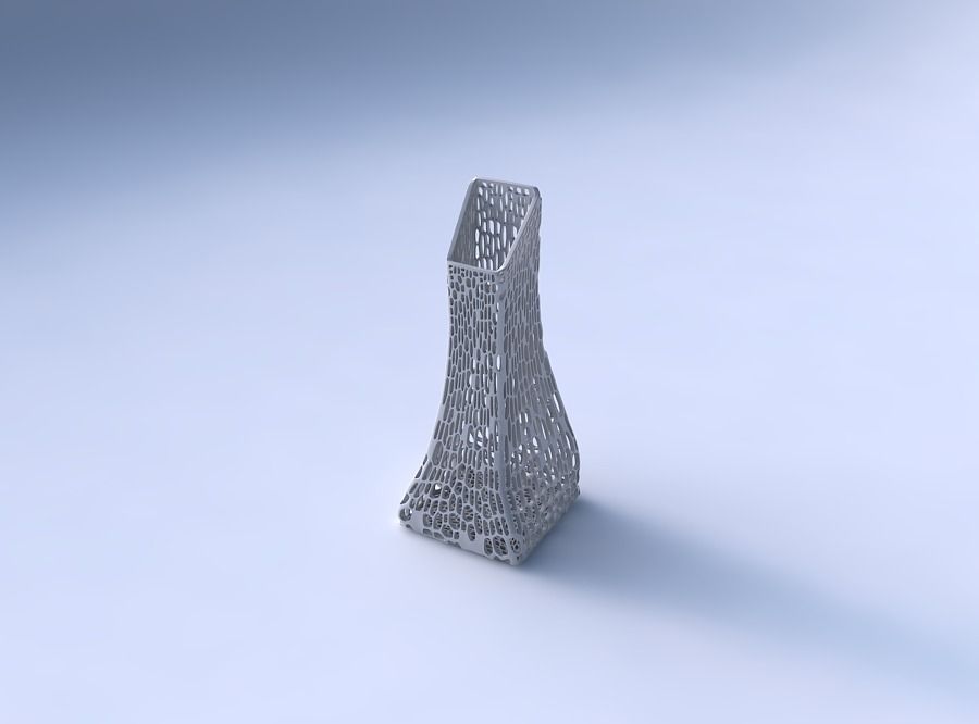 Vase squeezed and bent rectangle with dense twisted organic l... 3D print model_3
