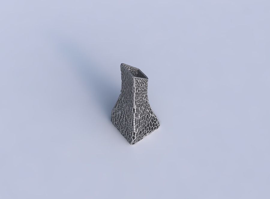 Vase squeezed and bent rectangle with dense twisted organic l... 3D print model_6