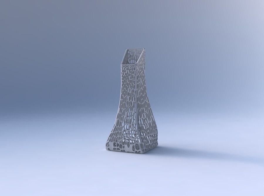 Vase squeezed and bent rectangle with dense twisted organic l... 3D print model_4