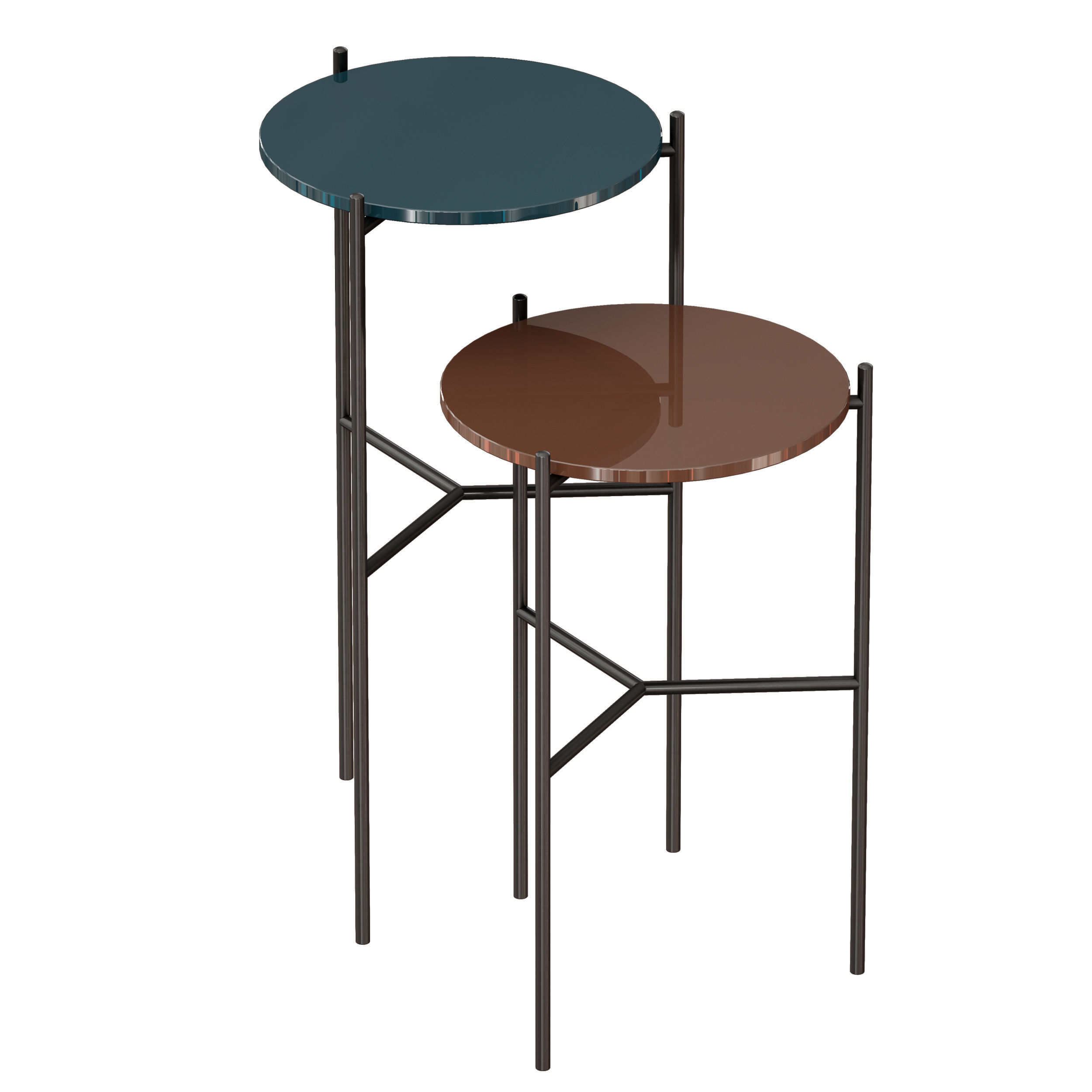 Maylan Painted Glass End Tables Set of 2 Crate and Barrel 3D model_3