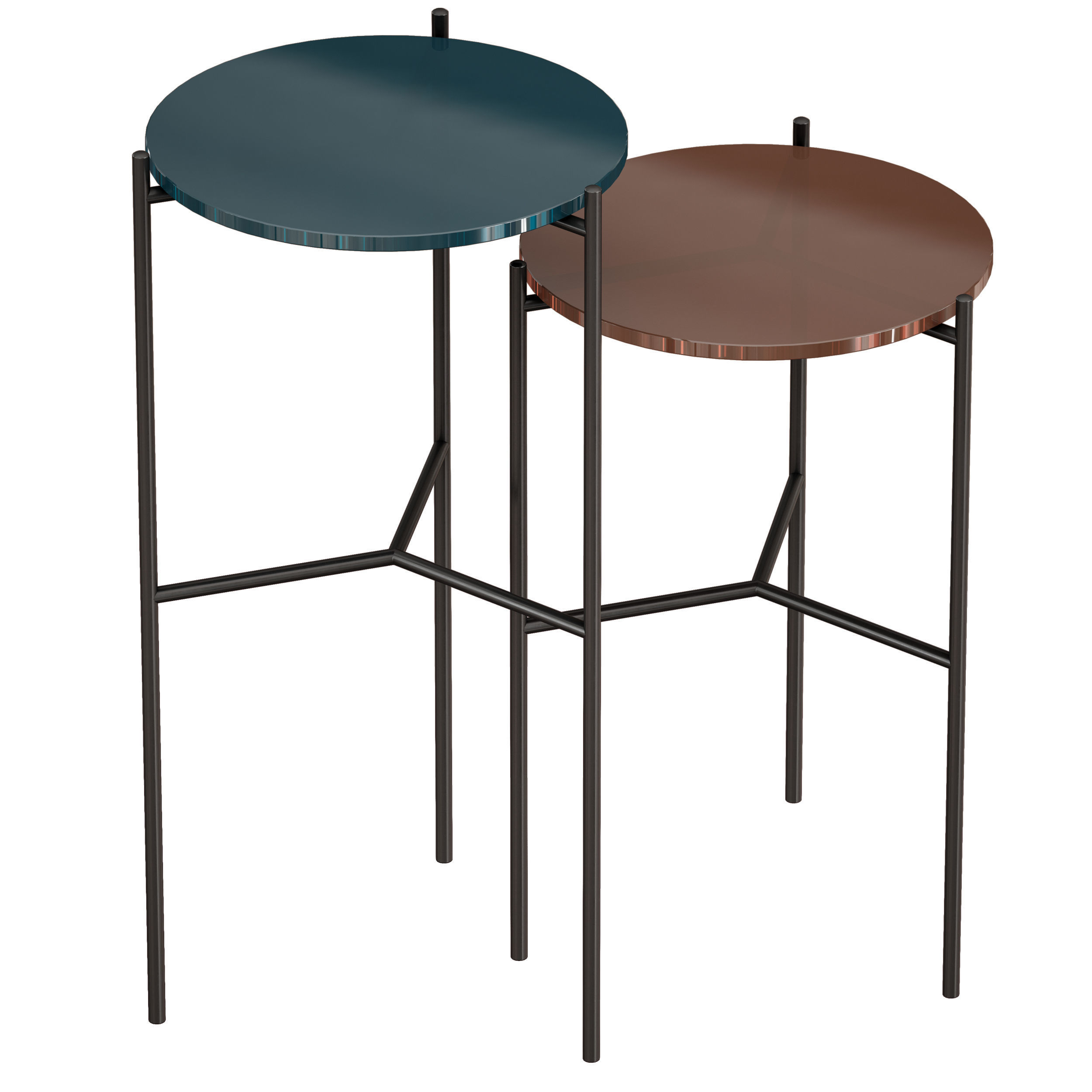 Maylan Painted Glass End Tables Set of 2 Crate and Barrel 3D model_7