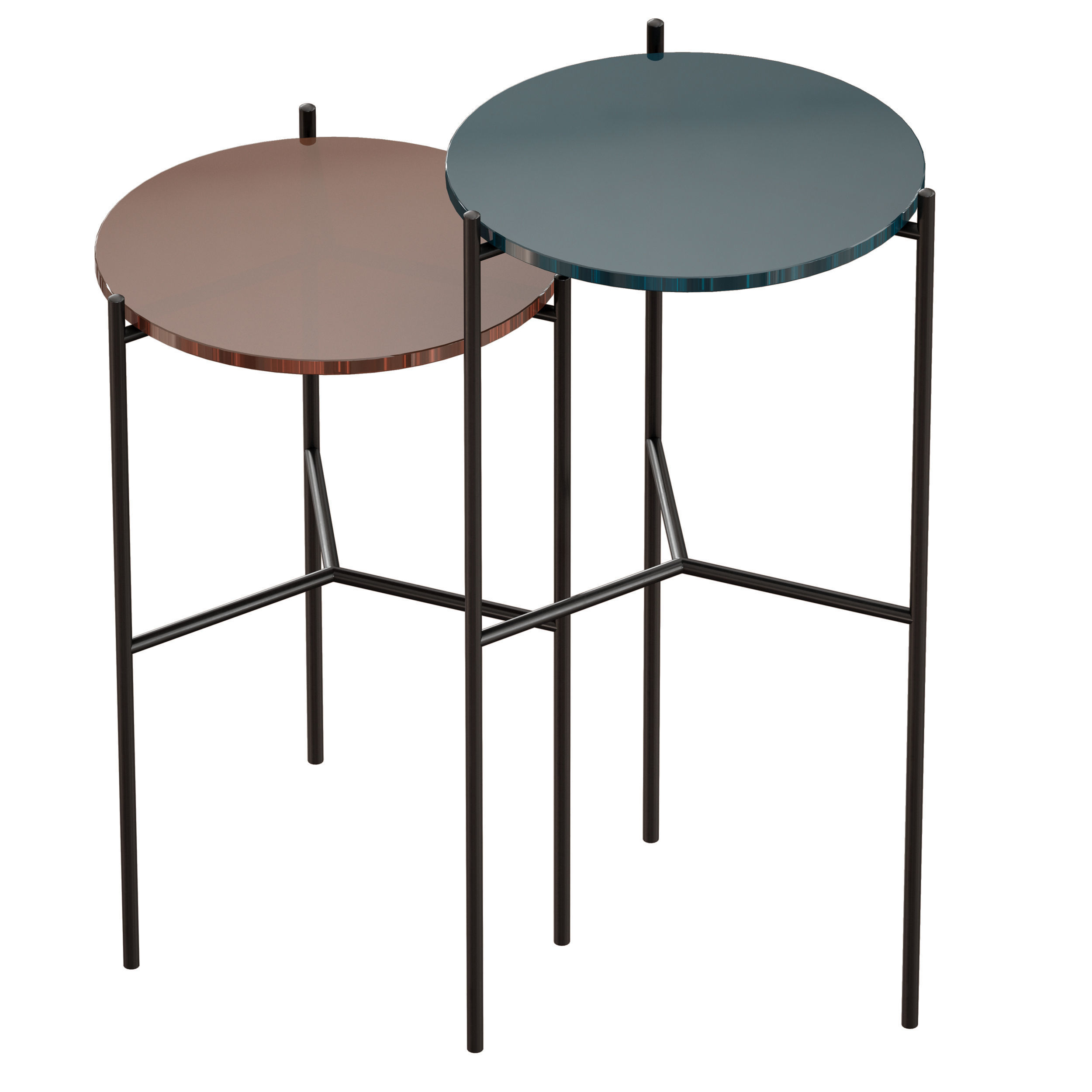 Maylan Painted Glass End Tables Set of 2 Crate and Barrel 3D model_6