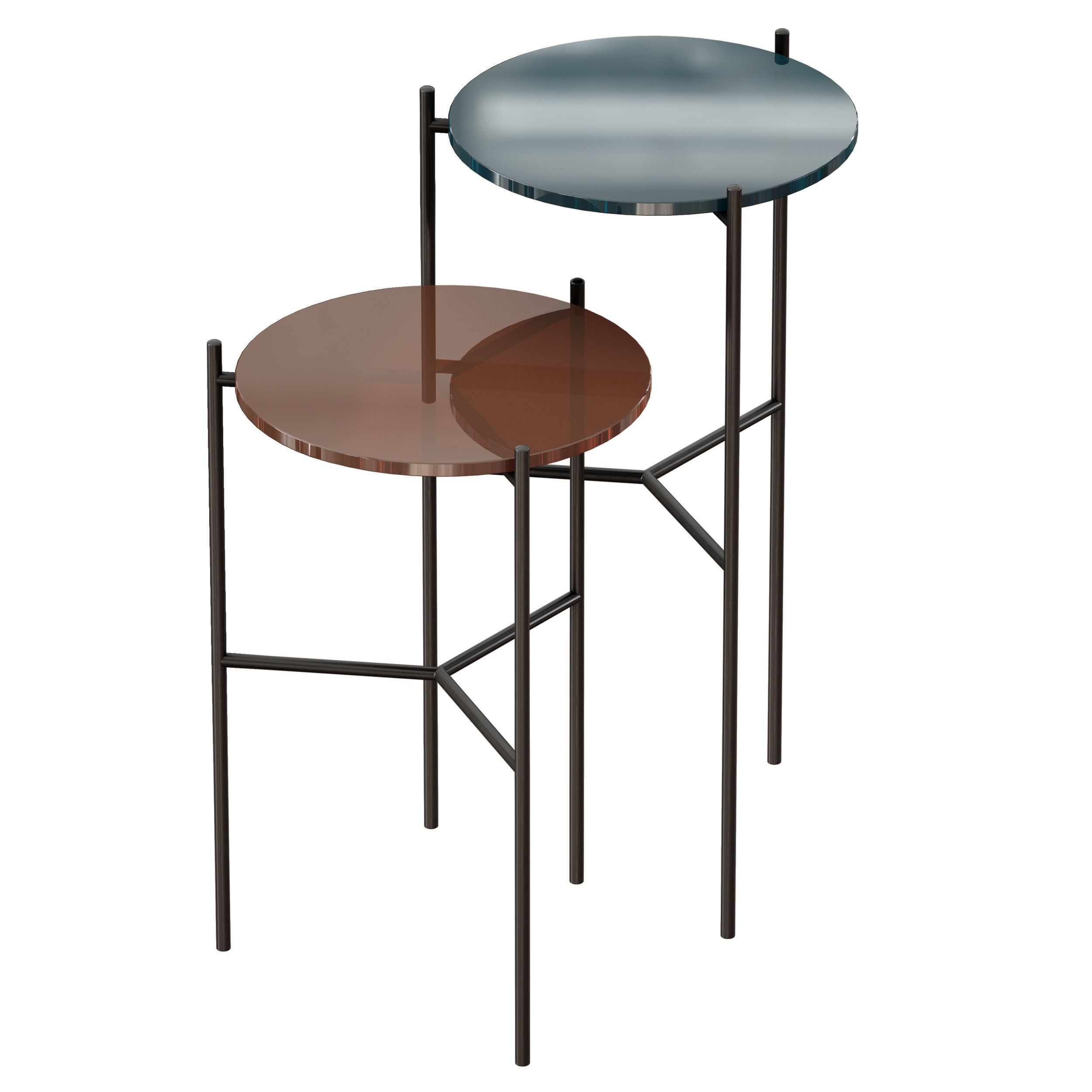 Maylan Painted Glass End Tables Set of 2 Crate and Barrel 3D model_4