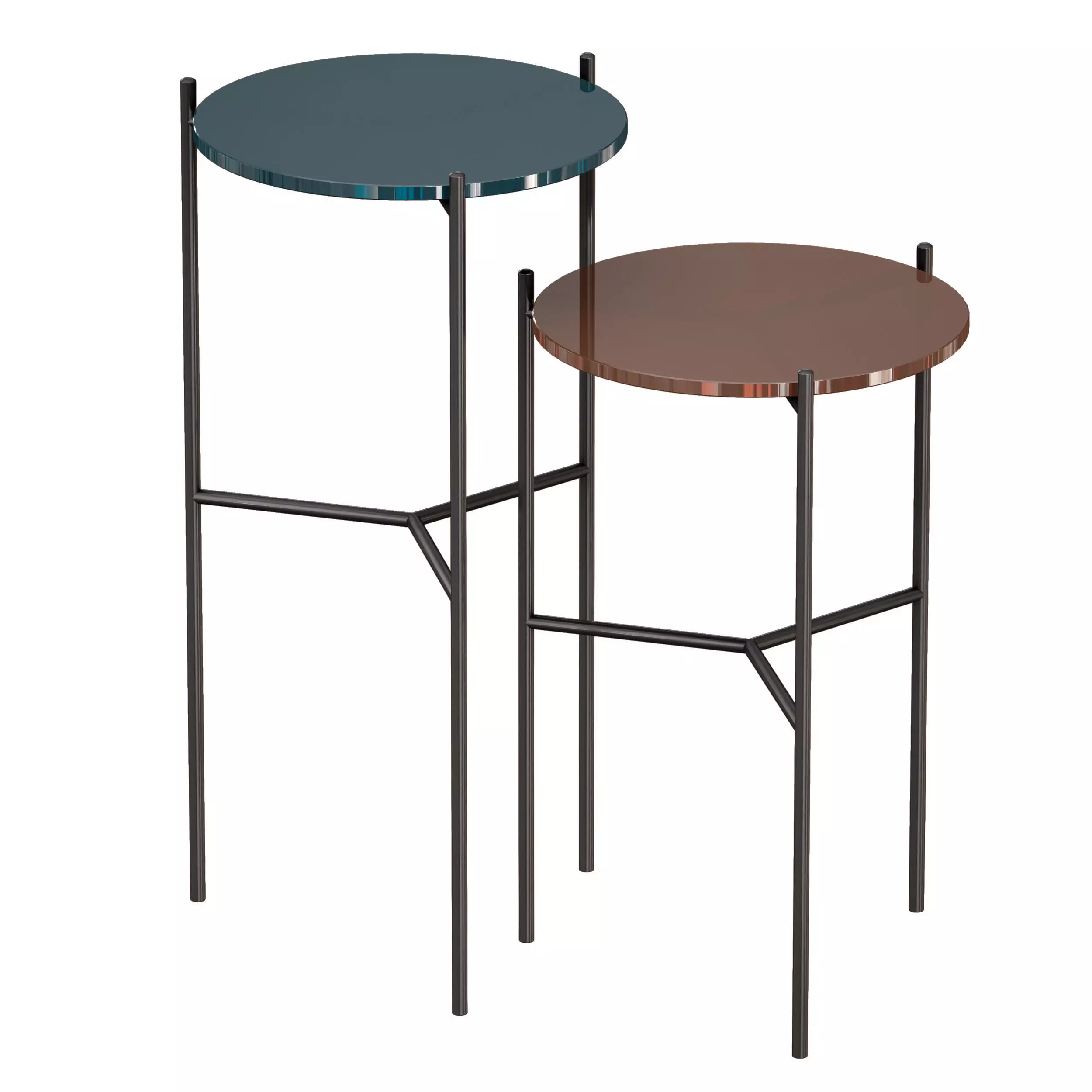 Maylan Painted Glass End Tables Set of 2 Crate and Barrel 3D model_0