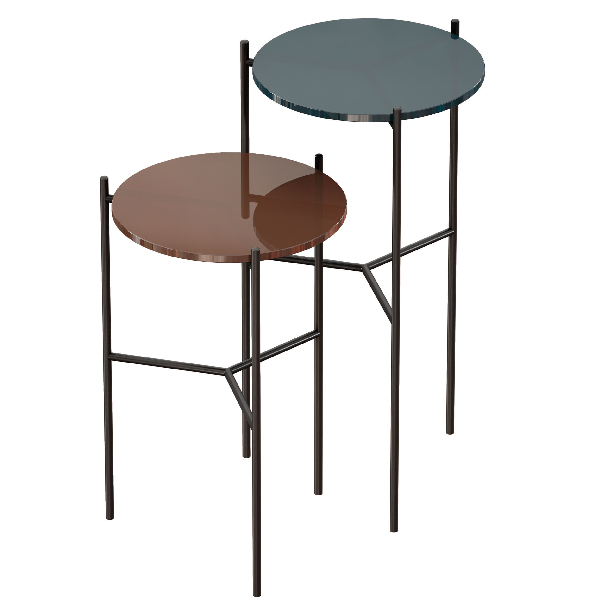Maylan Painted Glass End Tables Set of 2 Crate and Barrel 3D model_5