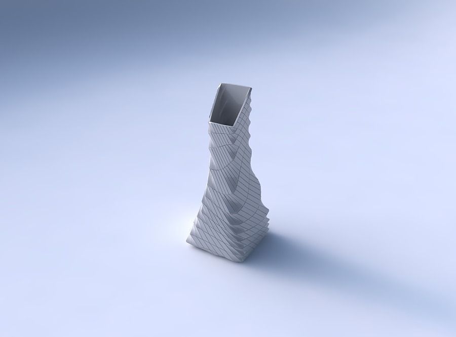 Vase squeezed and bent rectangle with distorted and twisted g... 3D print model_3