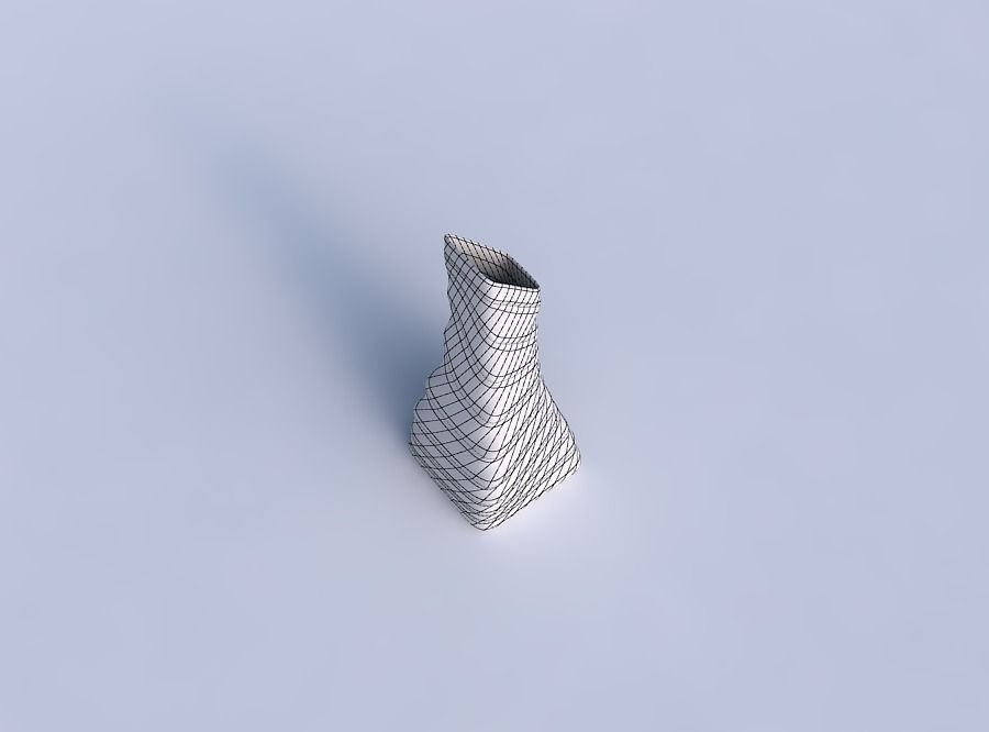 Vase squeezed and bent rectangle with distorted horizontal dents 3D print model_6