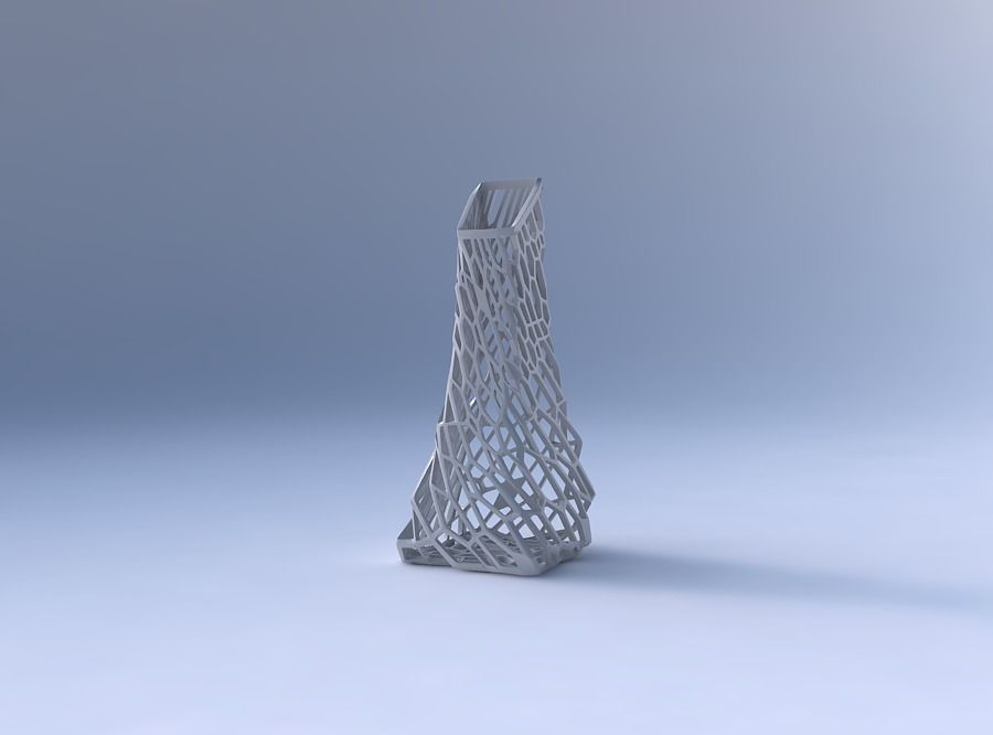 Vase squeezed and bent rectangle with faceted and twisted org... 3D print model_4