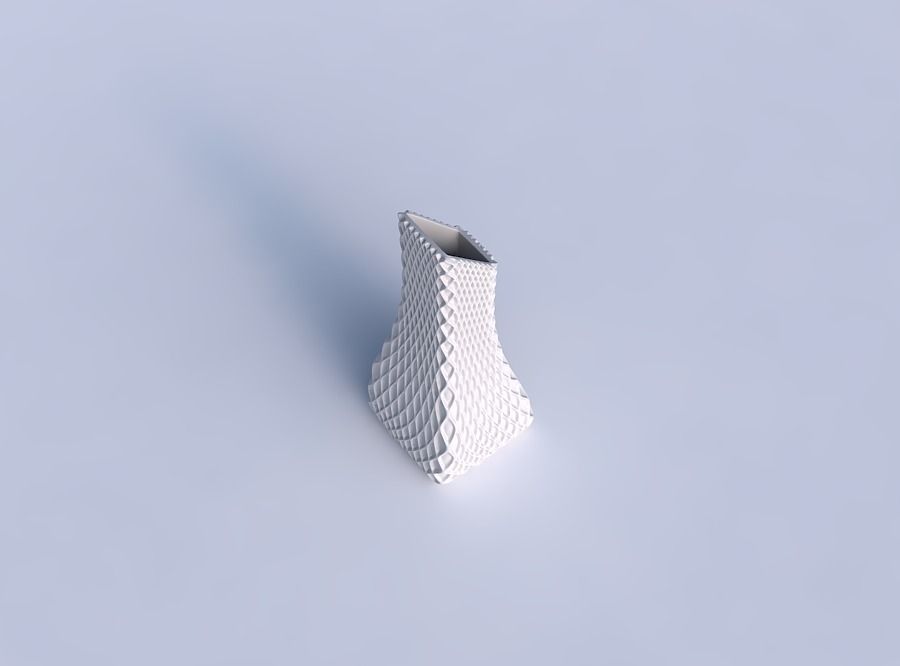 Vase squeezed and bent rectangle with grid piramides 2 3D print model_1