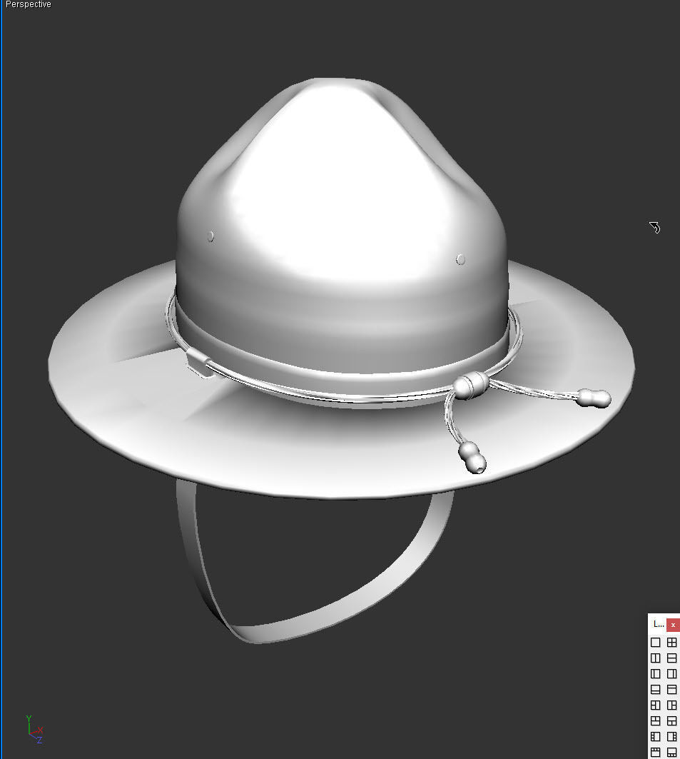 Trooper Hat with Braid Package 3D model_9