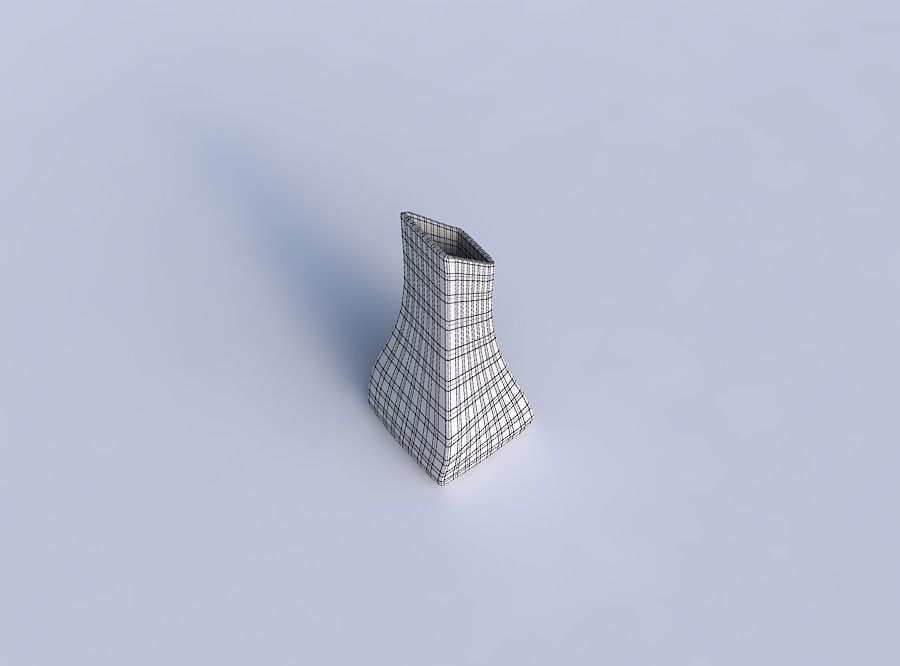 Vase squeezed and bent rectangle with grid plates 3D print model_6