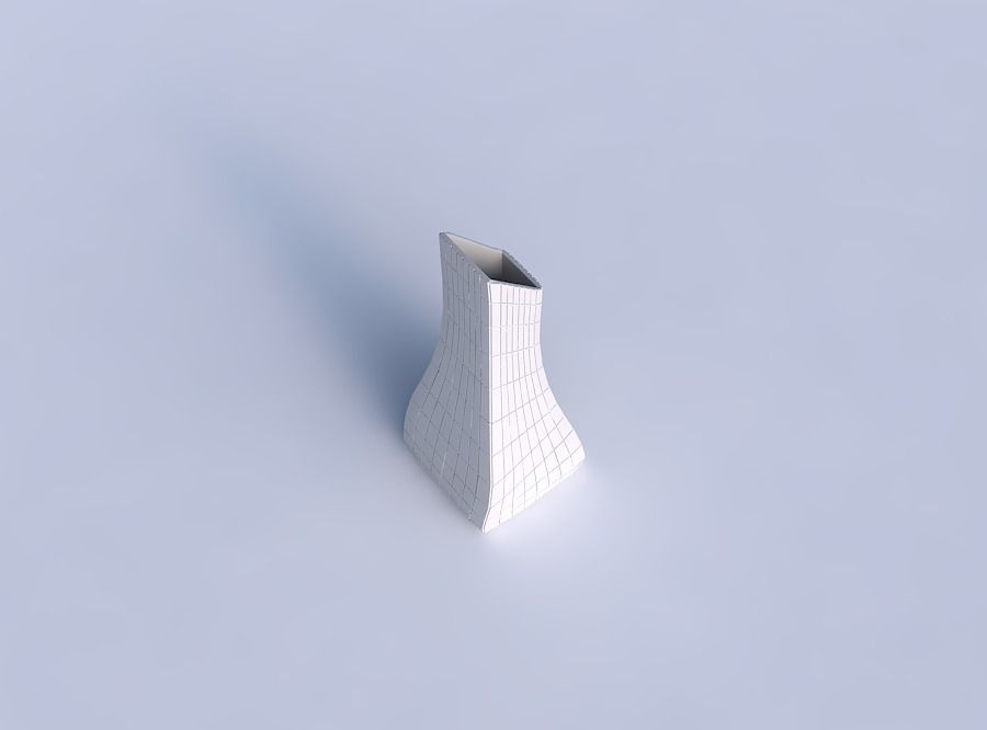Vase squeezed and bent rectangle with grid plates 3D print model_1
