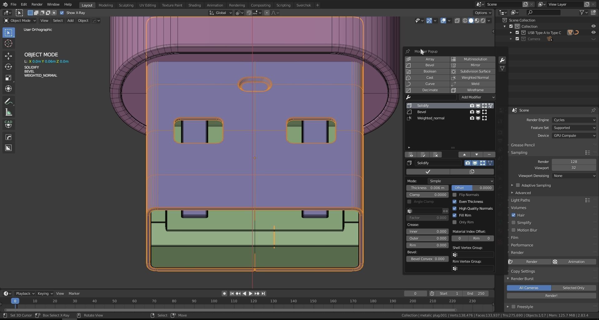USB Type A to Type C 3D model_13