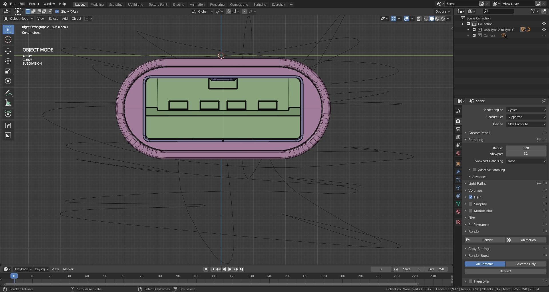 USB Type A to Type C 3D model_12
