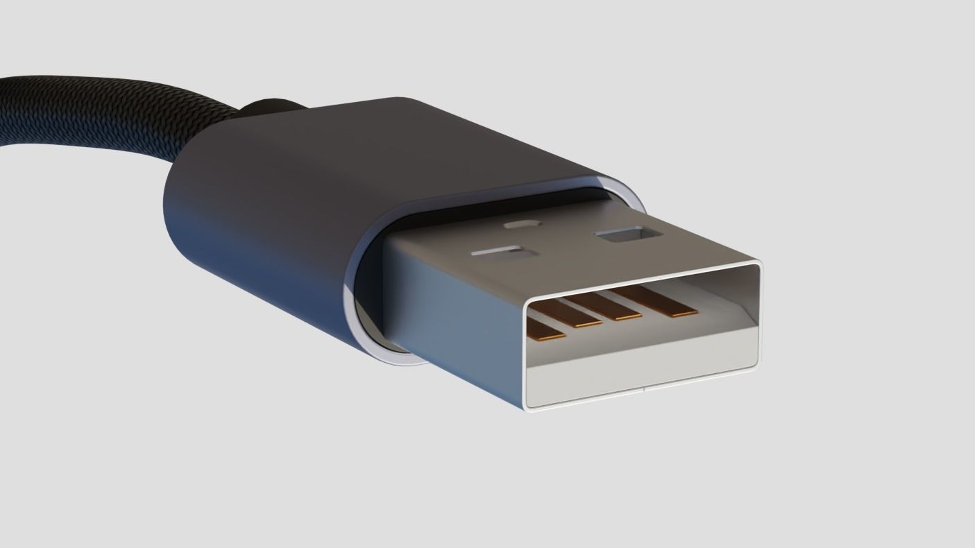 USB Type A to Type C 3D model_3