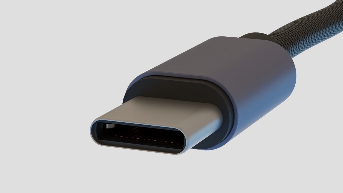 USB Type A to Type C 3D model_5