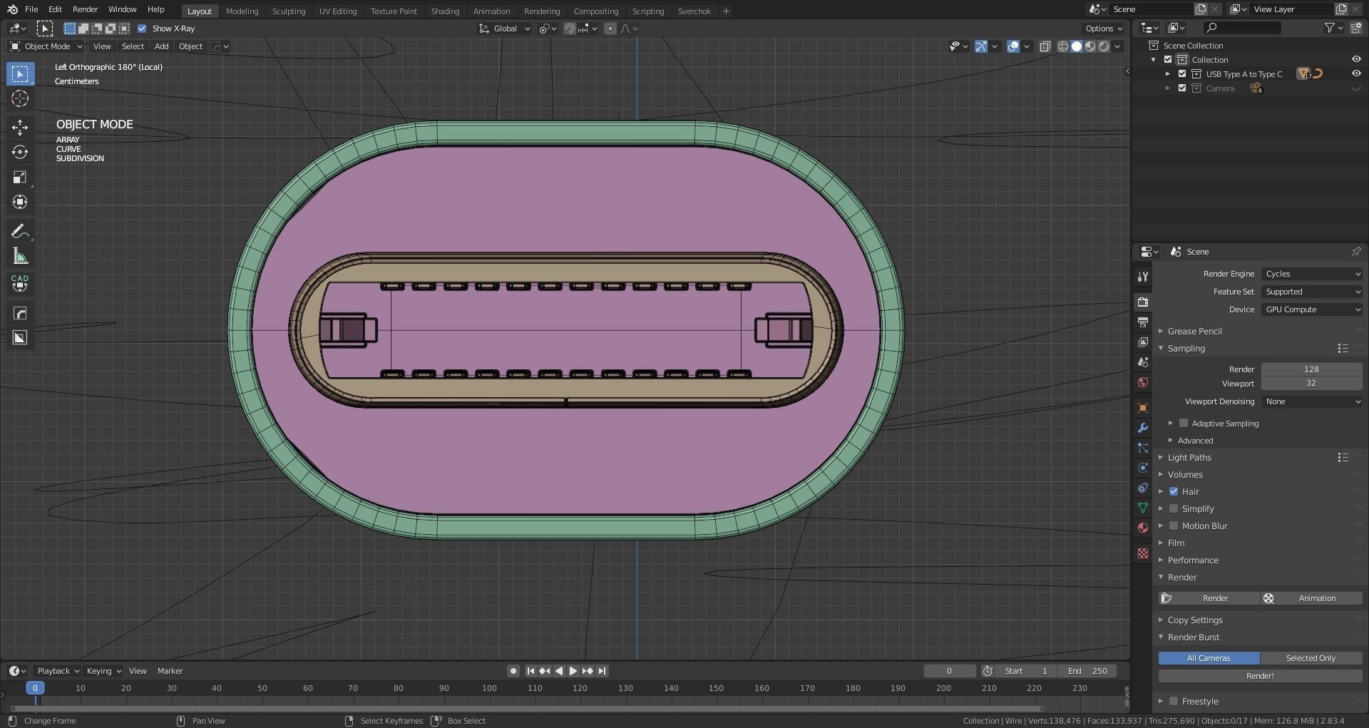 USB Type A to Type C 3D model_14