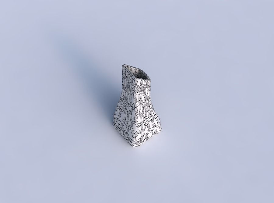 Vase squeezed and bent rectangle with organic cells 3D print model_6