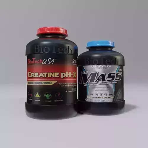 Product two bottles of creatine and ph 3D model