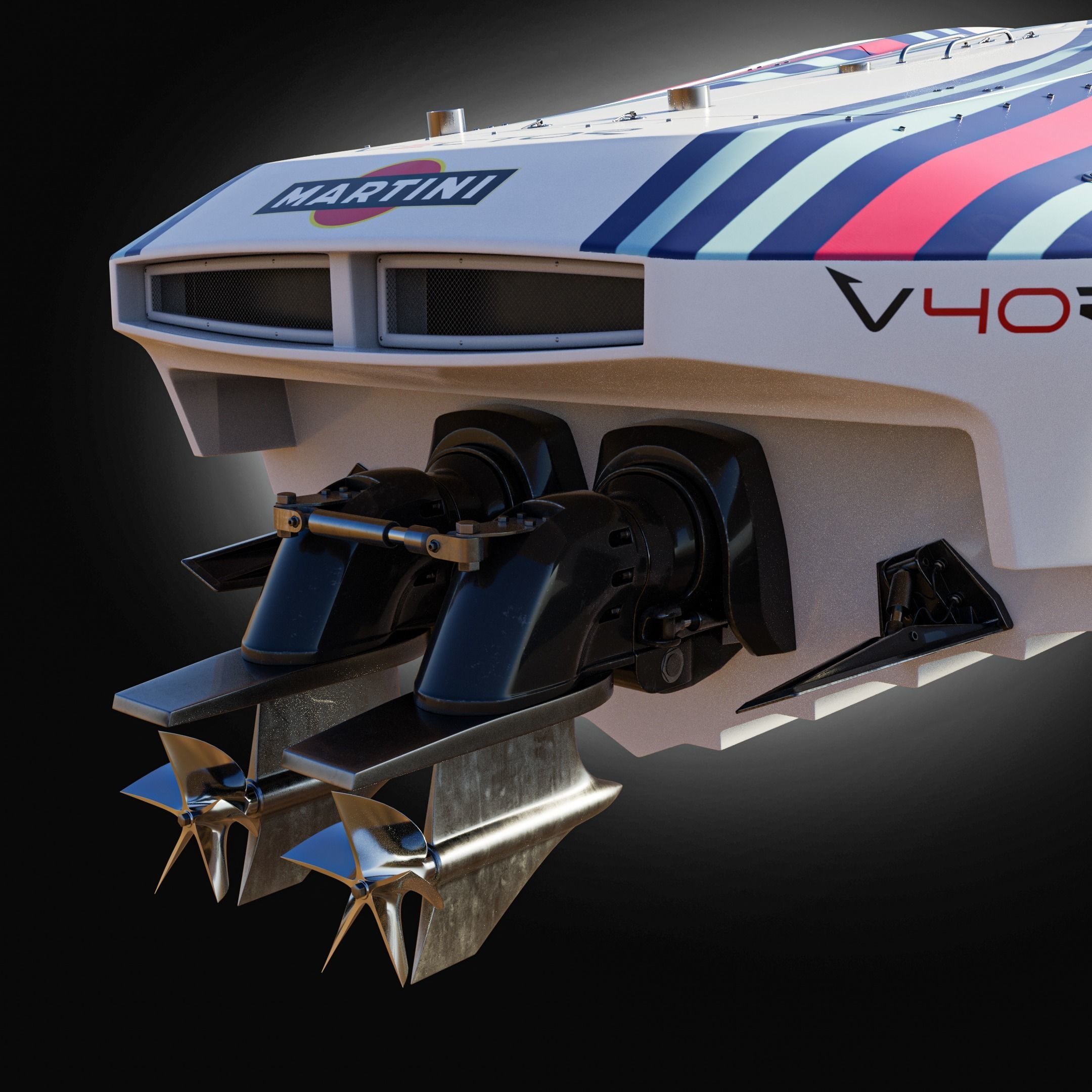 High Quality Vector V40R Martini Racing offshore powerboat 3D model_9
