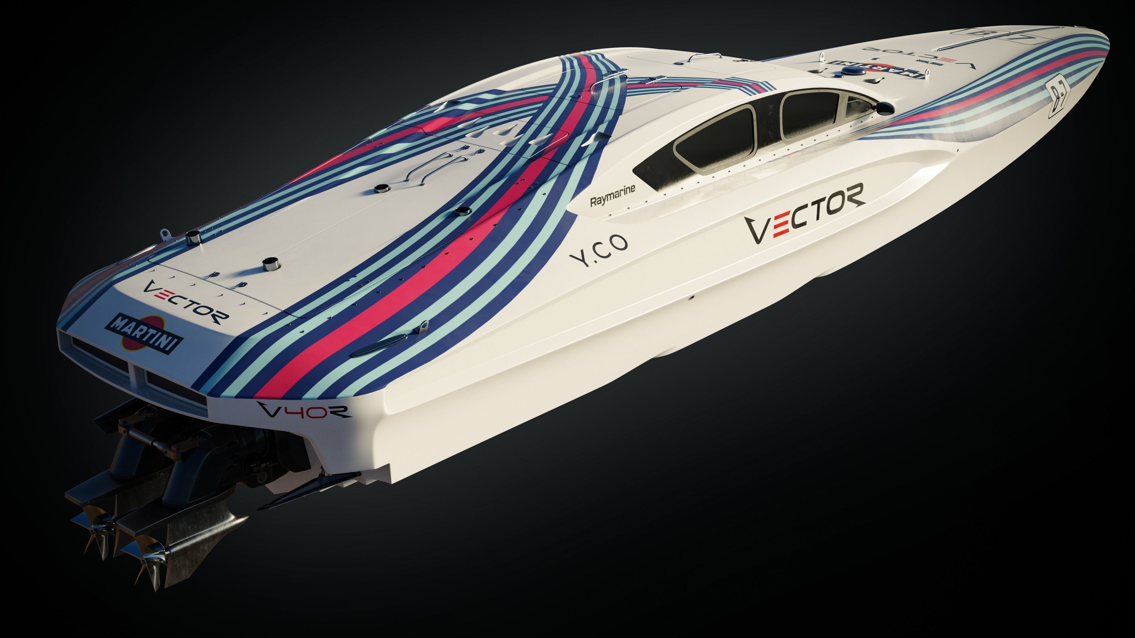 High Quality Vector V40R Martini Racing offshore powerboat 3D model_5