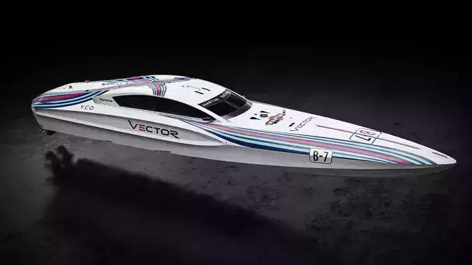 High Quality Vector V40R Martini Racing offshore powerboat 3D model