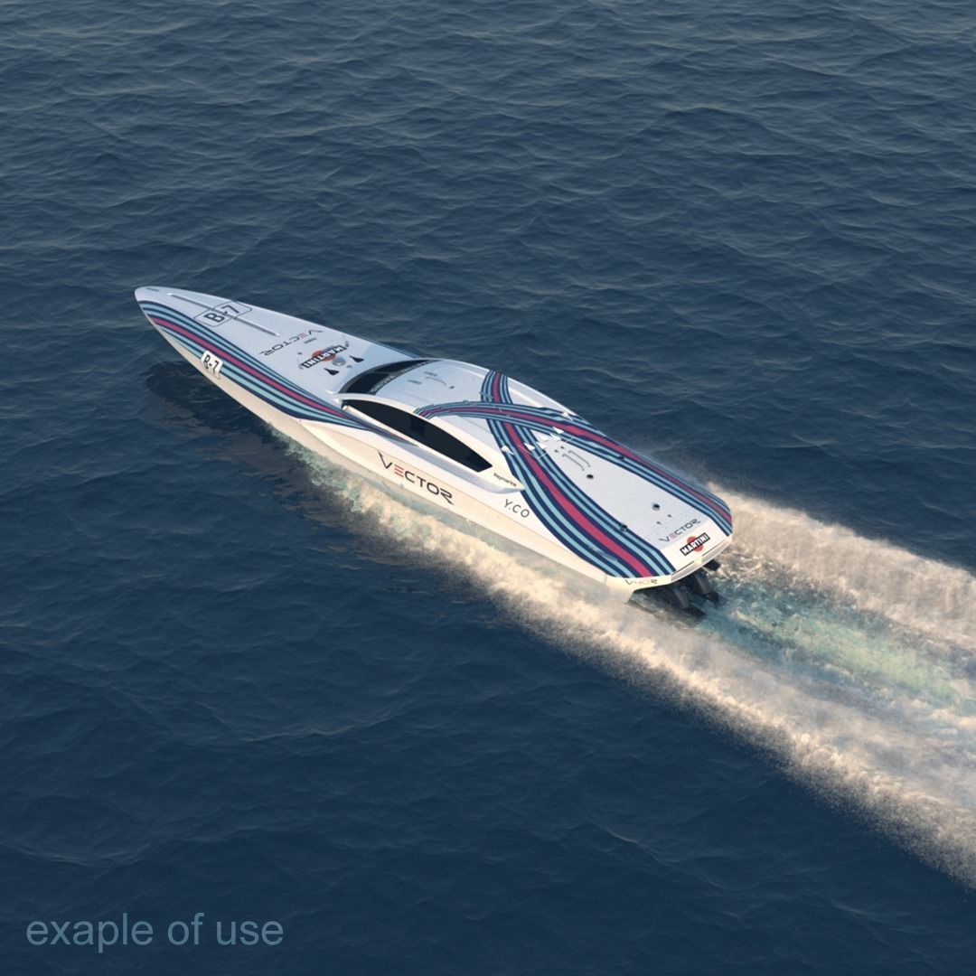 High Quality Vector V40R Martini Racing offshore powerboat 3D model_11