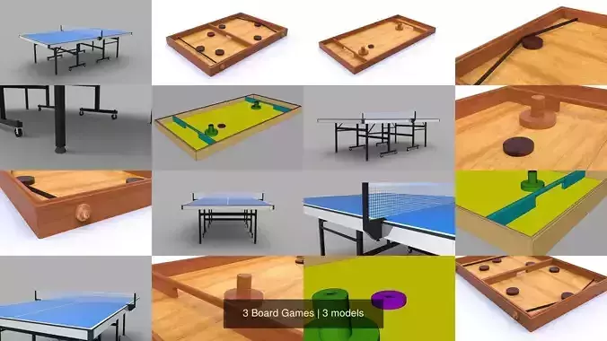 3 Board Games 3D Model Collection