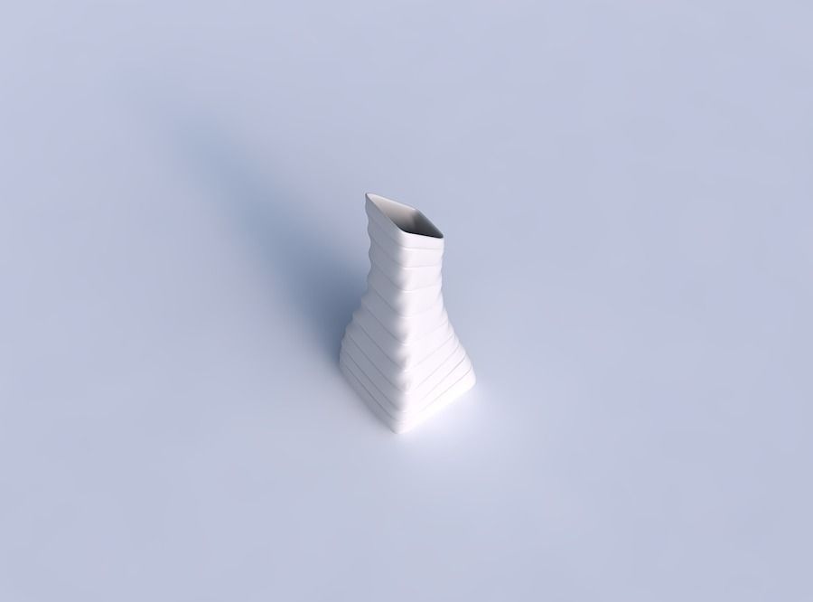 Vase squeezed and bent rectangle with smooth horizontal dents 2 3D print model_1