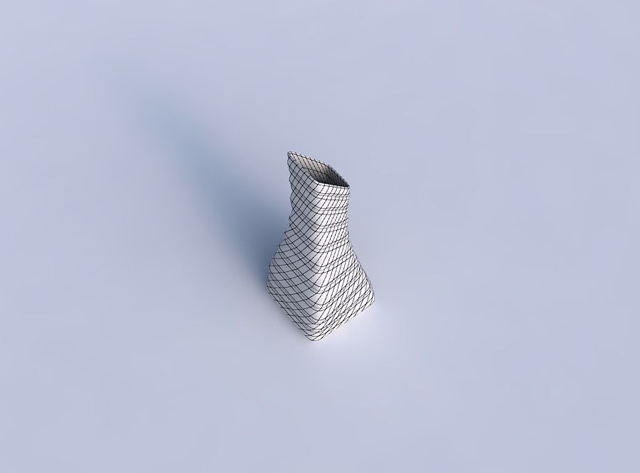 Vase squeezed and bent rectangle with smooth horizontal dents 2 3D print model_6