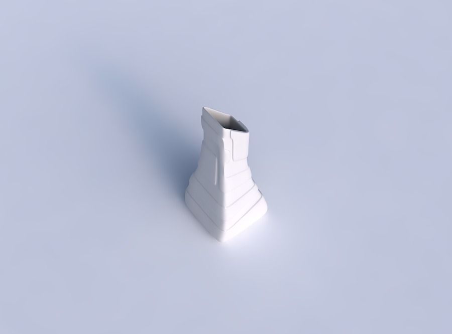 Vase squeezed and bent rectangle with smooth ribbons 3D print model_1