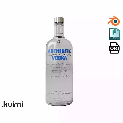 Vodka Bottle 003 Low-poly 3D model
