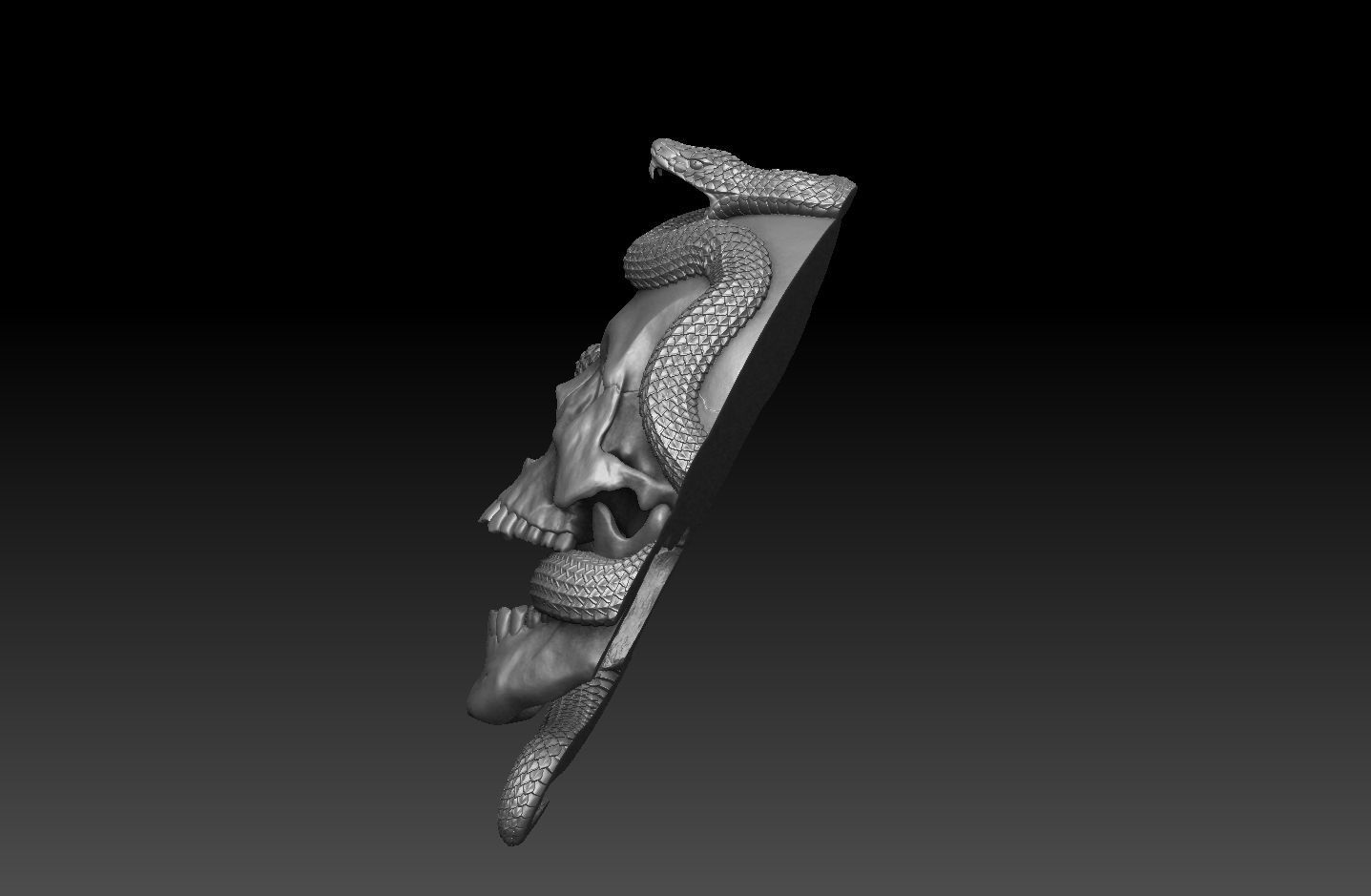 Skull with snake Bas-Relief cnc 3D print model 3D model 3D printable ...