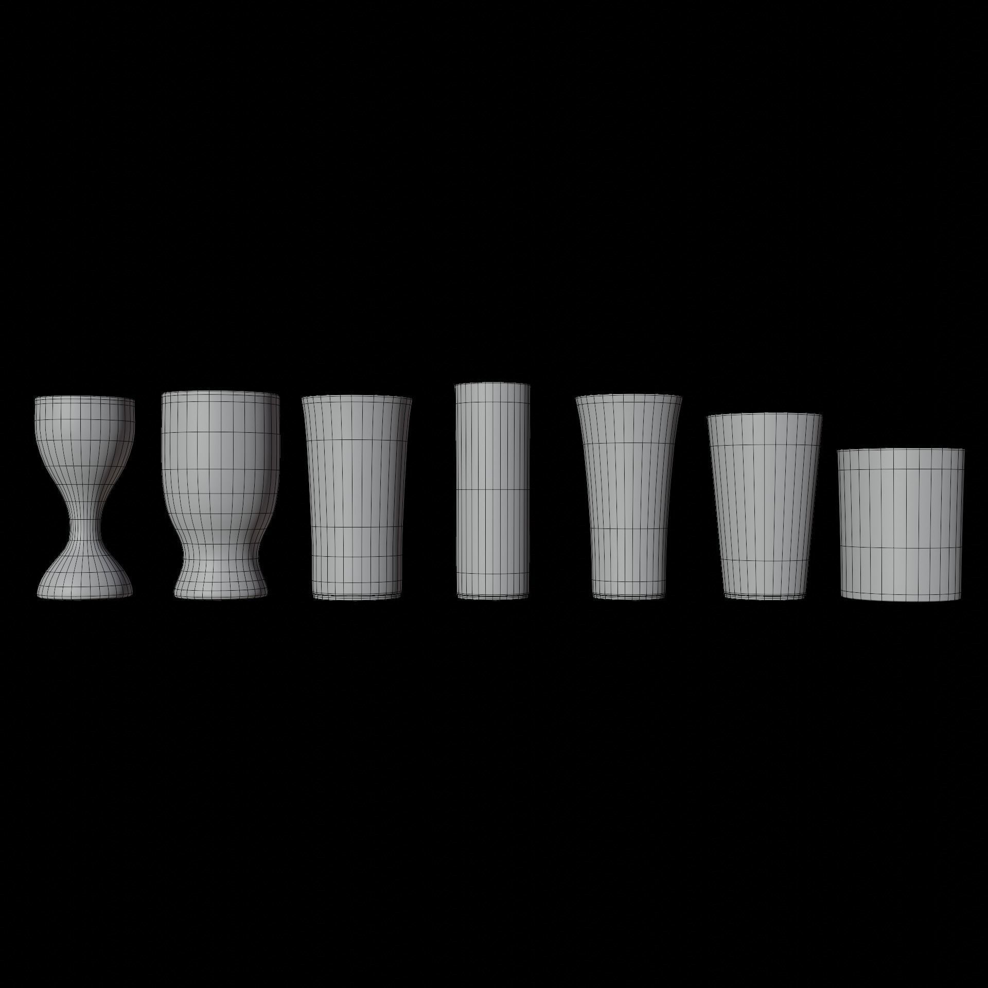 Vodka Bottle and Shot Glasses Pack 3D Model Collection_23