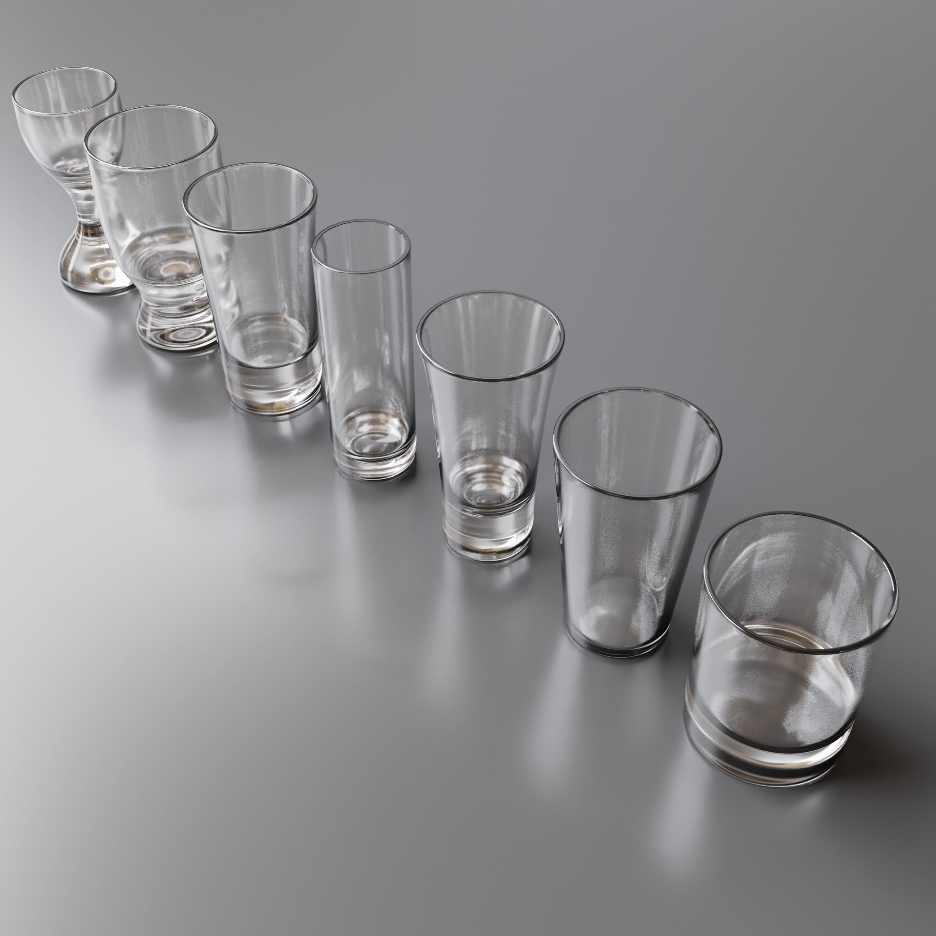Vodka Bottle and Shot Glasses Pack 3D Model Collection_13